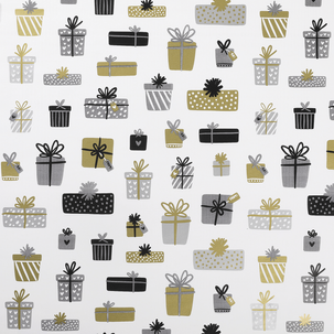Wrapping paper gold gifts white 50 cm, 50 m