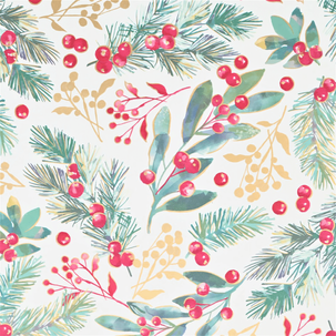 Geschenkpapier Winterbeeren weiß 50 cm, 50 m