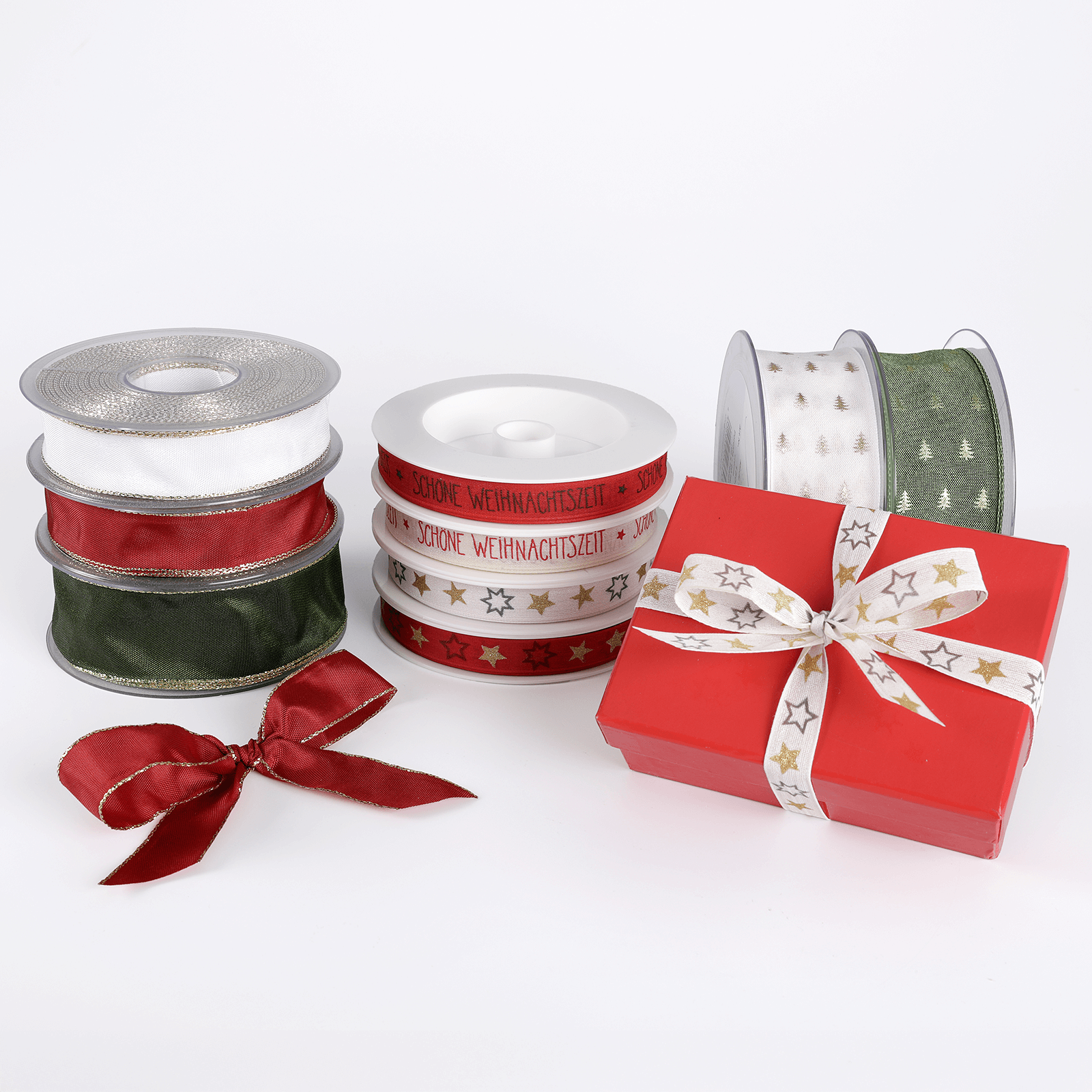 Stoffband Schöne Weihnachtszeit mit stabiler Kante 15 mm / 18 m - 2 Stoffband Schöne Weihnachtszeit mit stabiler Kante 15 mm / 18 m - 2