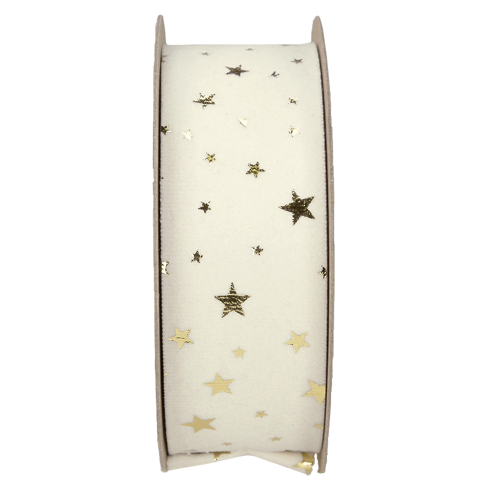 Samtband mit Goldsternen 40 mm / 15m - 0 Samtband mit Goldsternen 40 mm / 15m - 0