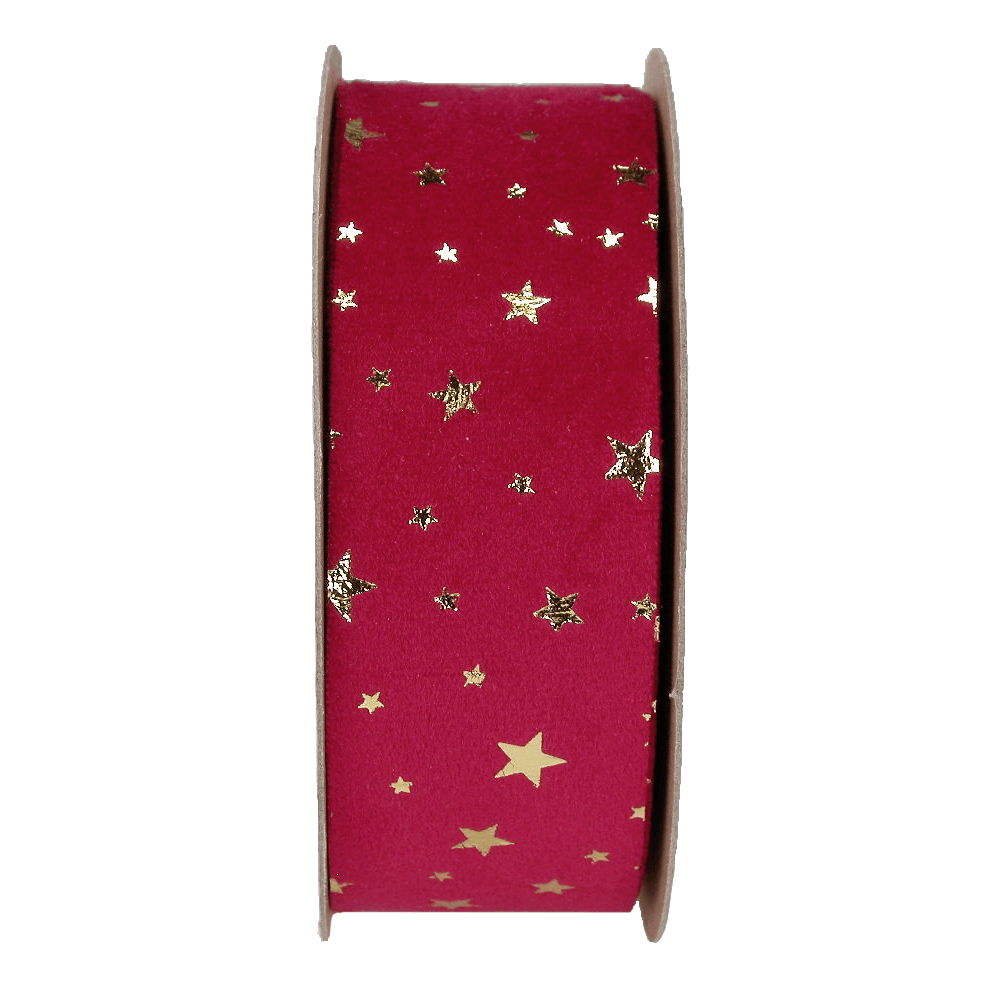 Samtband mit Goldsternen 40 mm / 15m - 2 Samtband mit Goldsternen 40 mm / 15m - 2