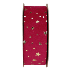 Samtband mit Goldsternen 40 mm / 15m