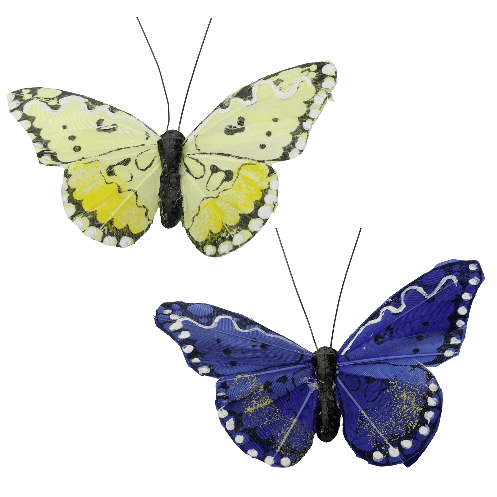 Mariposas decorativas azul - amarillo Juego de 6 piezas 10,5 cm - 2