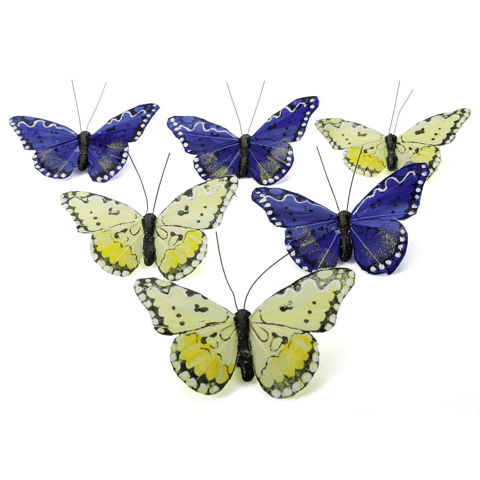 Mariposas decorativas azul - amarillo Juego de 6 piezas 10,5 cm - 0