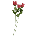 Rosas rojas artificiales para arreglos florales, 42 cm, juego de 3 unidades - 0