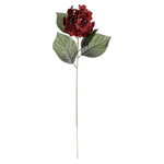 Hortensia rouge artificiel avec tuteur 67 cm - 0
