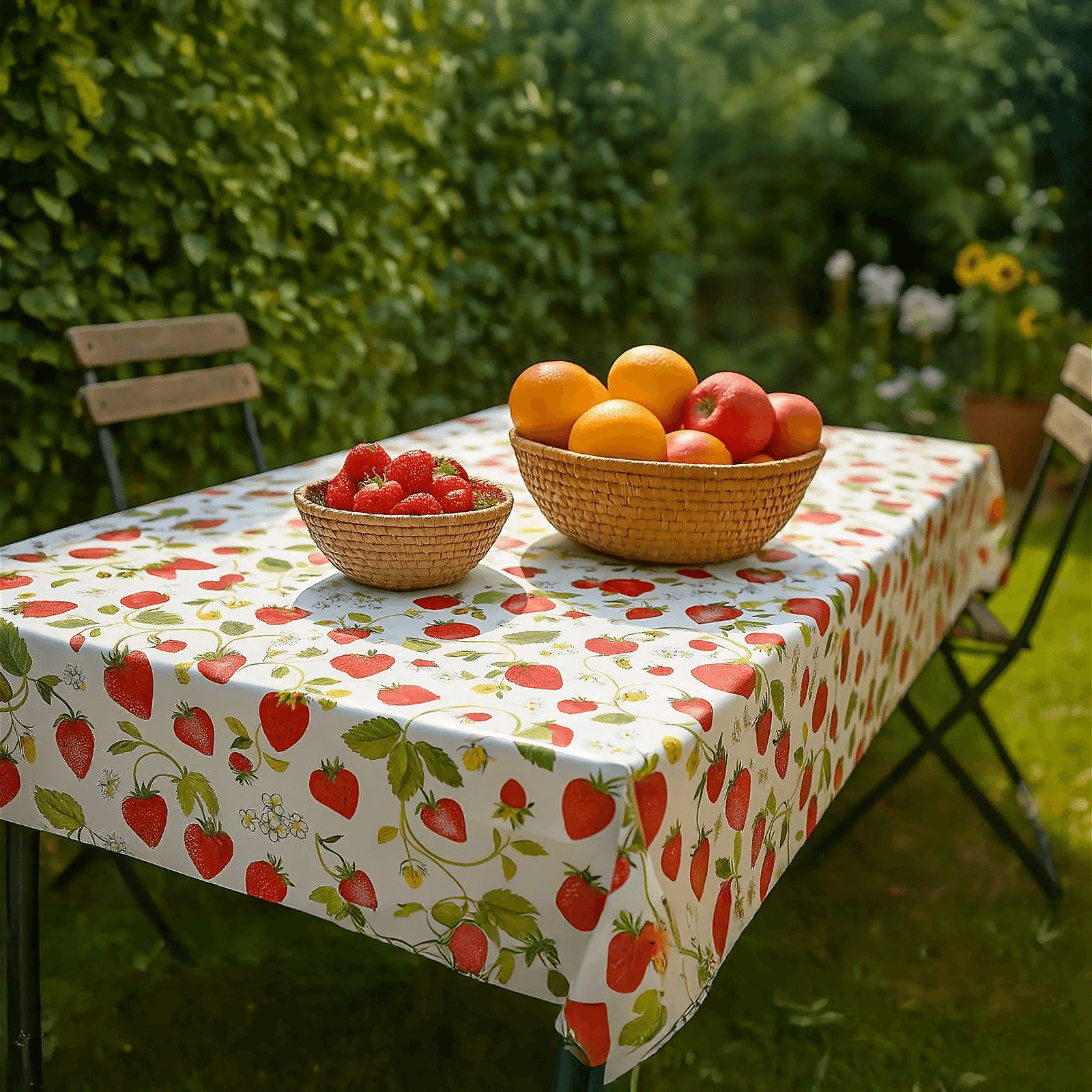 Abwaschbare Wachstuch-Tischdecke "Erdbeeren", Meterware 140 cm breit - 2 Abwaschbare Wachstuch-Tischdecke "Erdbeeren", Meterware 140 cm breit - 2