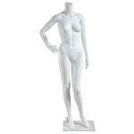 Mannequin de vitrine femme sans tête debout blanc - 0