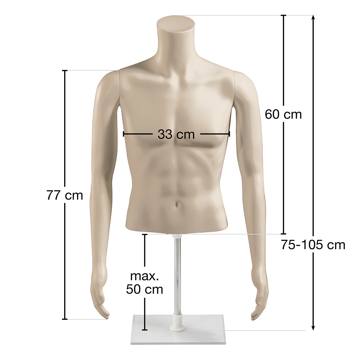 Torso masculino PE ecológico, color de la piel - 1 Torso masculino PE ecológico, color de la piel - 1