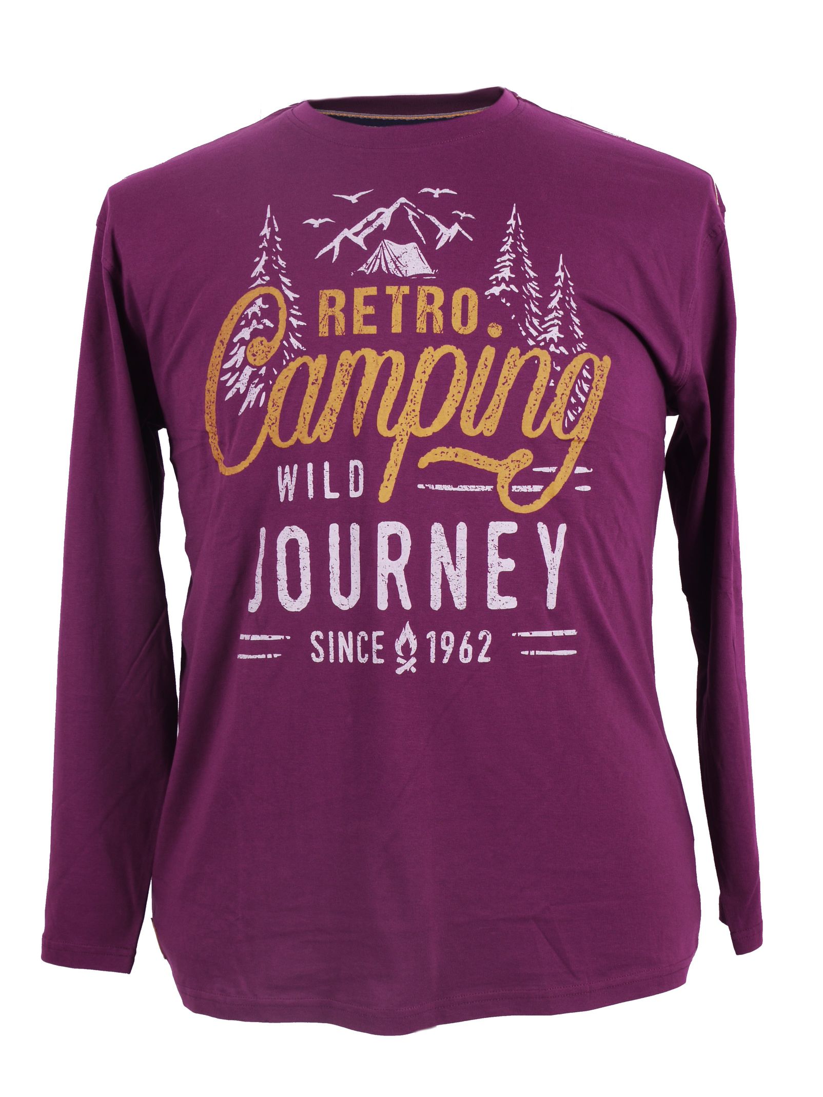 Longsleeve "Retro Camping" von Redfield aubergine Bekleidung in Herrenübergrößen bei abraxas
