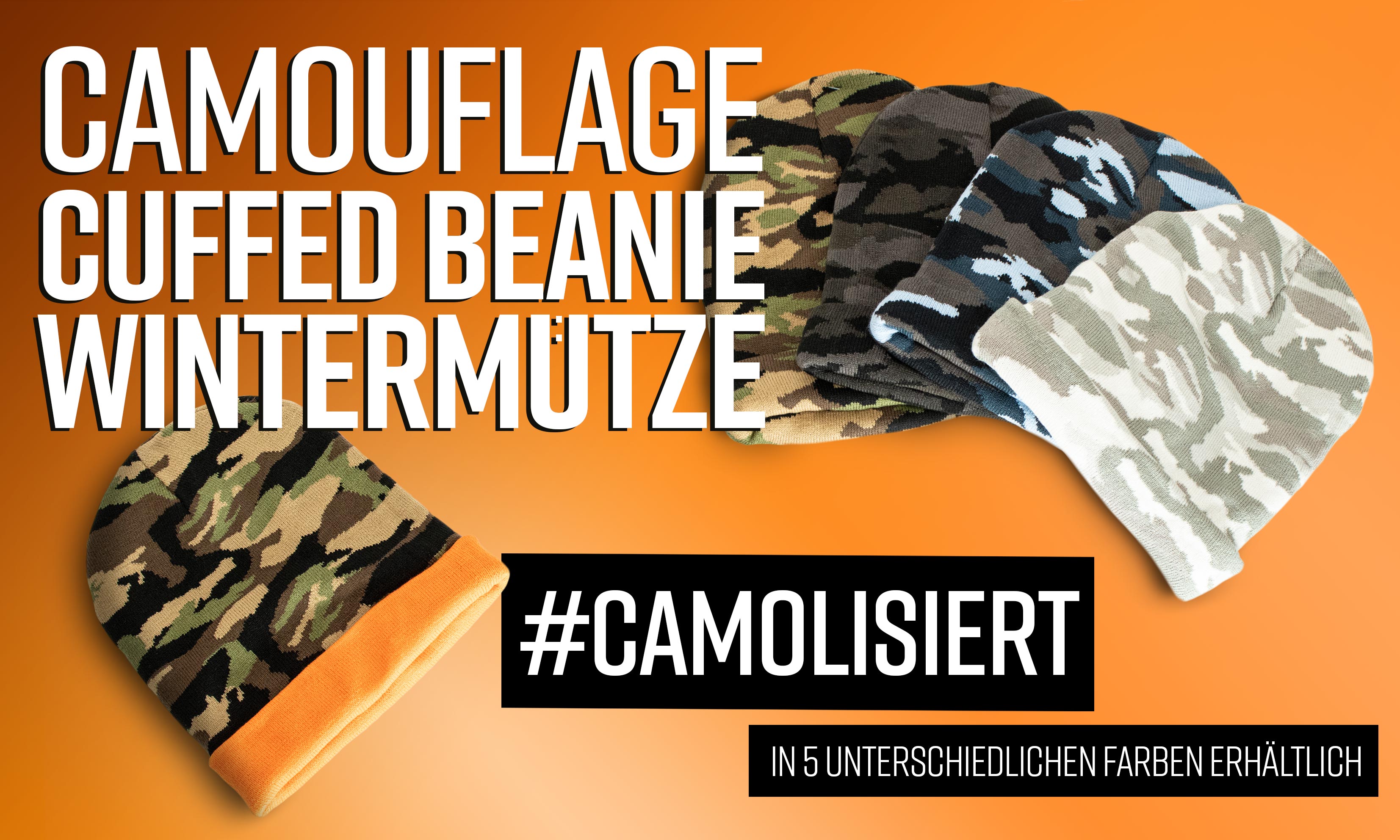 Beechfield Camo Cuffed Beanie Mütze