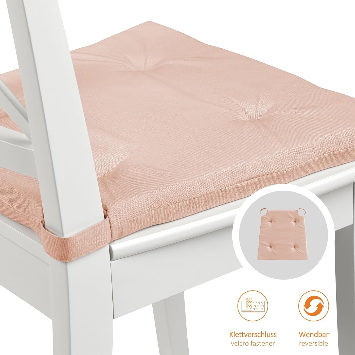 sleepling Set van 2 Eva stoelkussens voor binnen en buiten met klittenbandsluiting, 100% polyester, gemaakt in de EU, afmetingen : 40 (voorkant), 35 (achterkant) x 38 x 7 cm, lichtgrijs