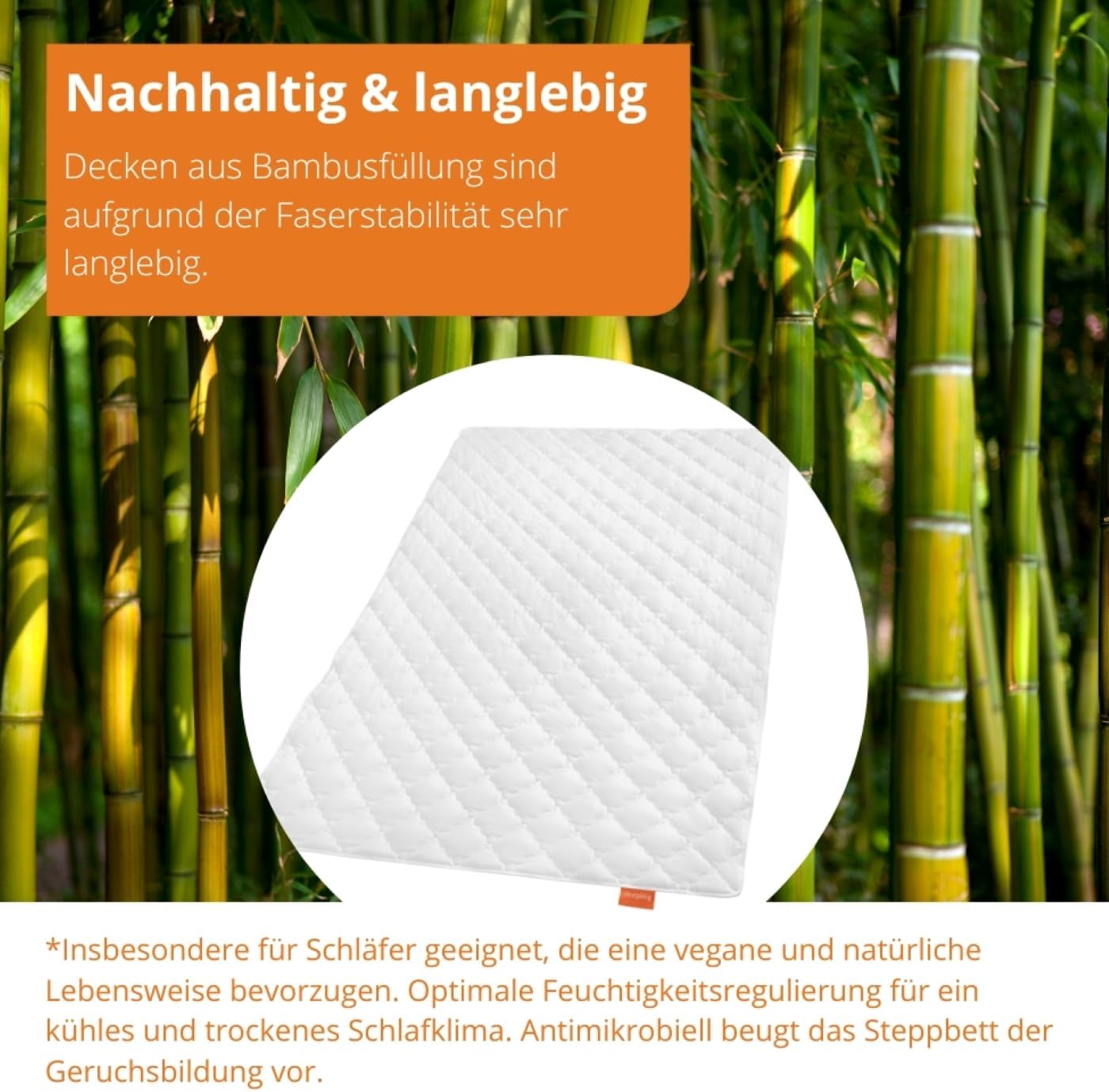 sleepling Bettdecke Bambus, Sommerbettdecke Sommerdecke, Bezug 100 %  Baumwolle versteppt mit Fllung aus 60% Viskose (Bambus-Zellstoff) und 40%  Polyester, kotex, waschbar, wei | sleepling
