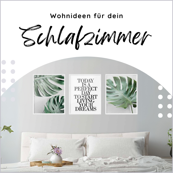 Wandgestaltung im Schlafzimmer mit Bilderrahmen