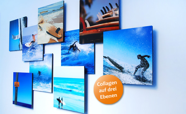 3d Fotocollage Fotowand Erstellen Auf Drei Ebenen Photolini Photolini Bilderrahmen Fotowande Poster Und Geschenke