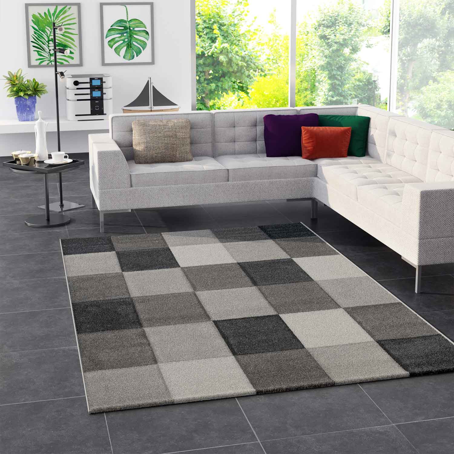 Living Room Rugs Checkerboard Patterns Modern Rugs Bedroom Rugs Checkerboard Geometric Patterns Floor Decoration Brown Grey