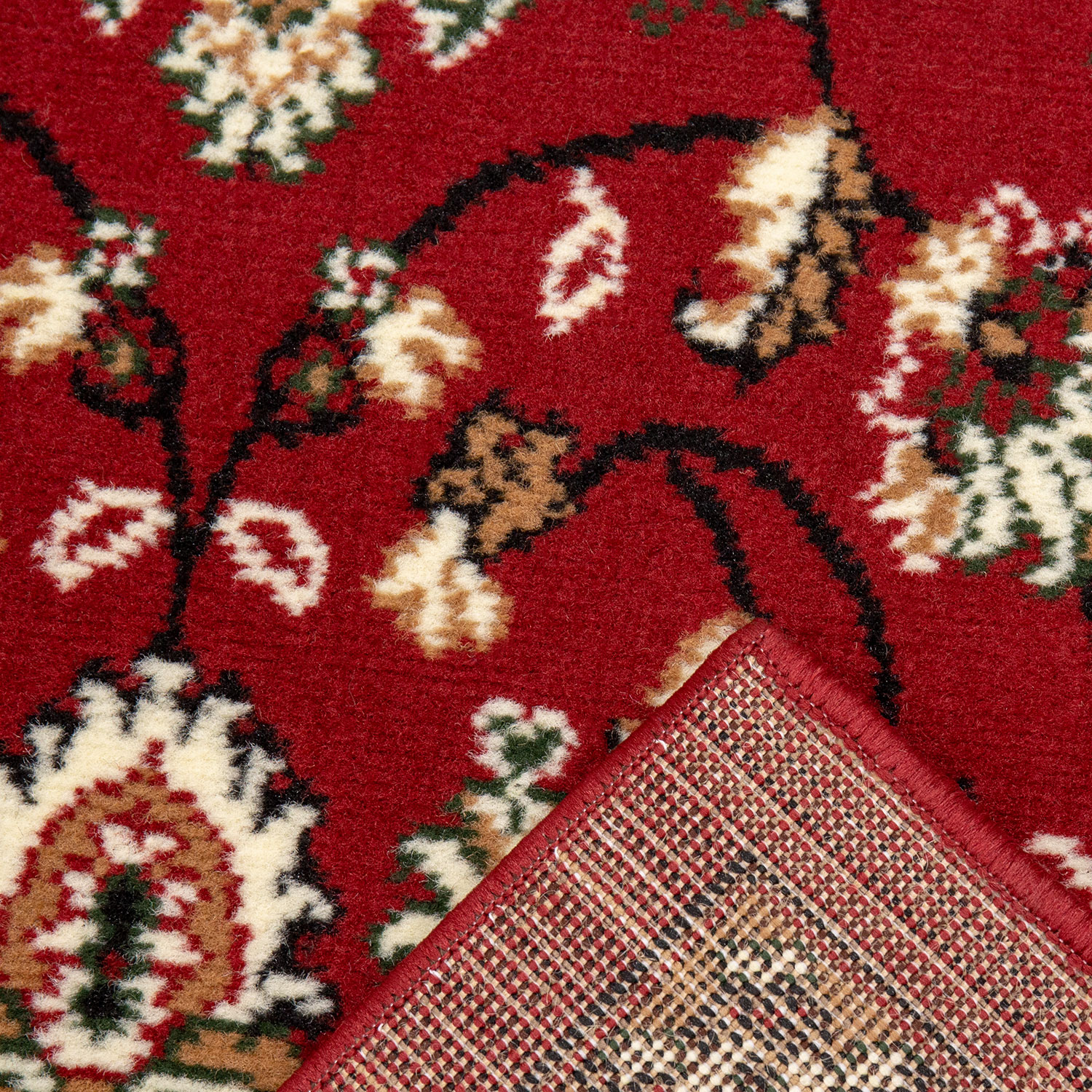 Orient Teppich rot beige klassisch dicht gewebt mit Ornament und  Blumenmotiven orient2430_red_3-4