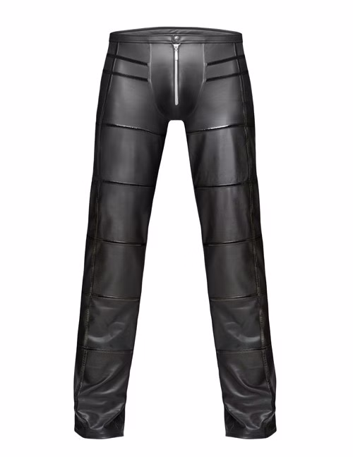 1132038 Noir Handmade H021 Lange Wetlook Hose mit Lackeinsätzen