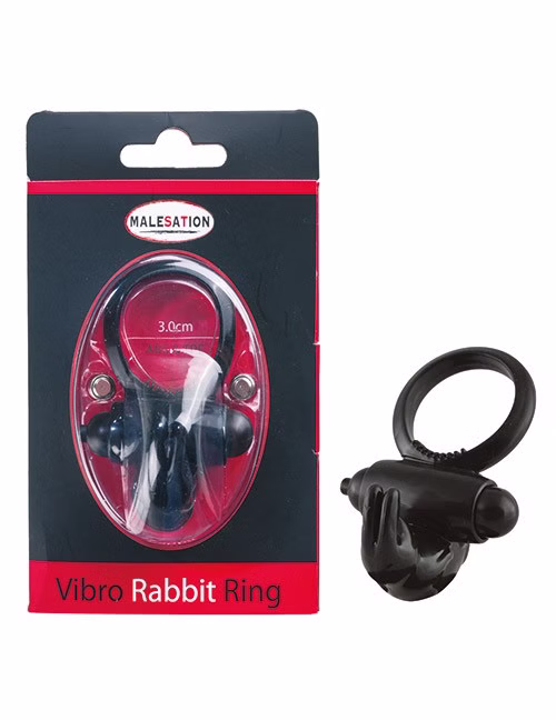 1133975 Malesation 670000031503 Vibro-Rabbit-Ring schwarz Penisring
