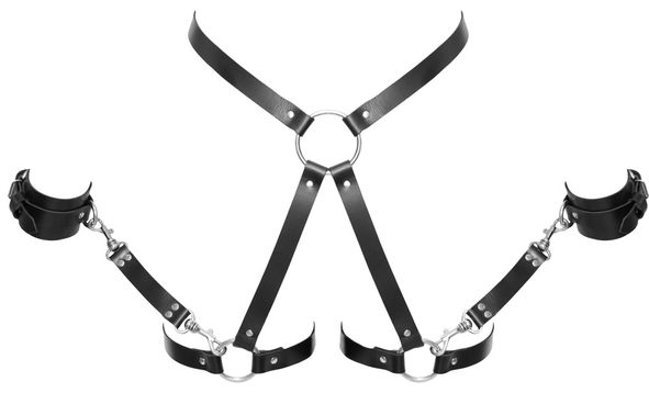 ZADO | Leder Taillengurt mit Bein - und Handfesseln Bondage Fesselset  Sexspielzeug