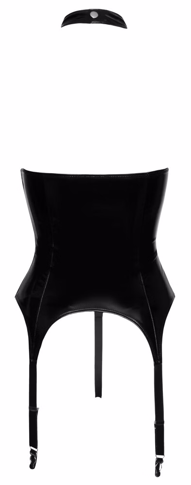 Black Level - Lack Strapshemd mit Cut-out und String schwarz