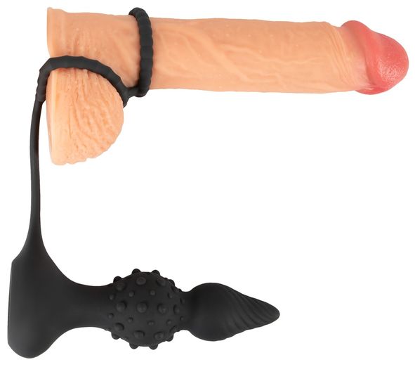Rebel | Butt Plug with Cock and Ball Rings mit Fernbedienung | Einheitsgre