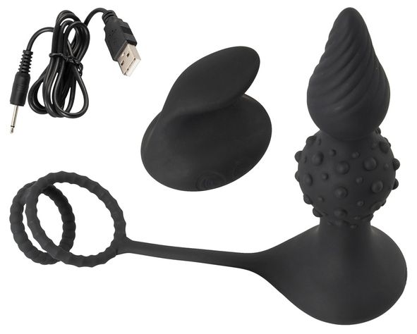 rebel anal plug Rebel Men's Gear Cock Ring with Remote-controlled Butt Plug main image 0
