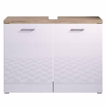 Waschbeckenunterschrank Prag glänzend Weiss 2 türig
