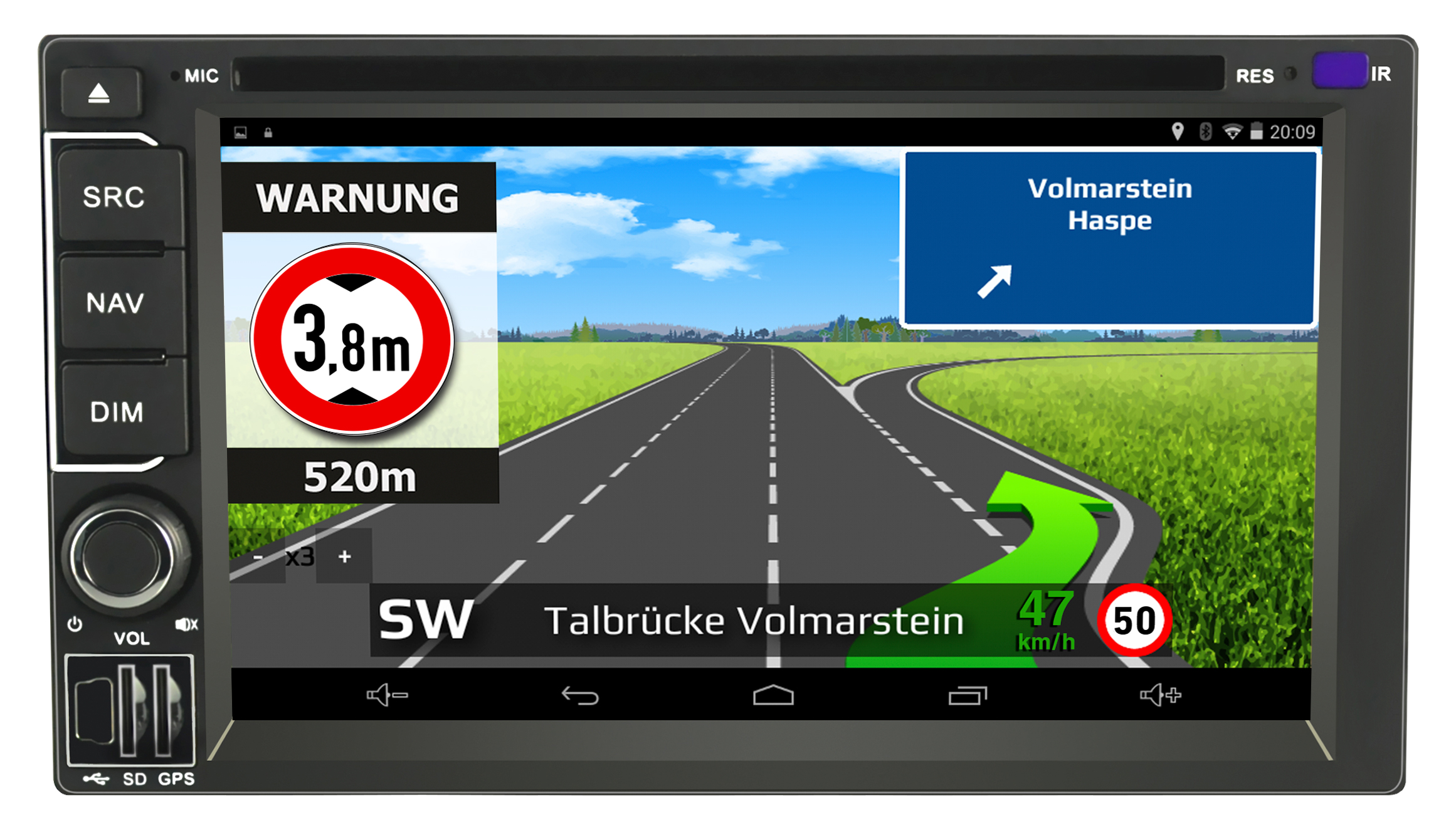 2-DIN Autoradio, 6.2 Inch HD Scherm, Dubbel Din, Bluetooth, EU  Navigatie