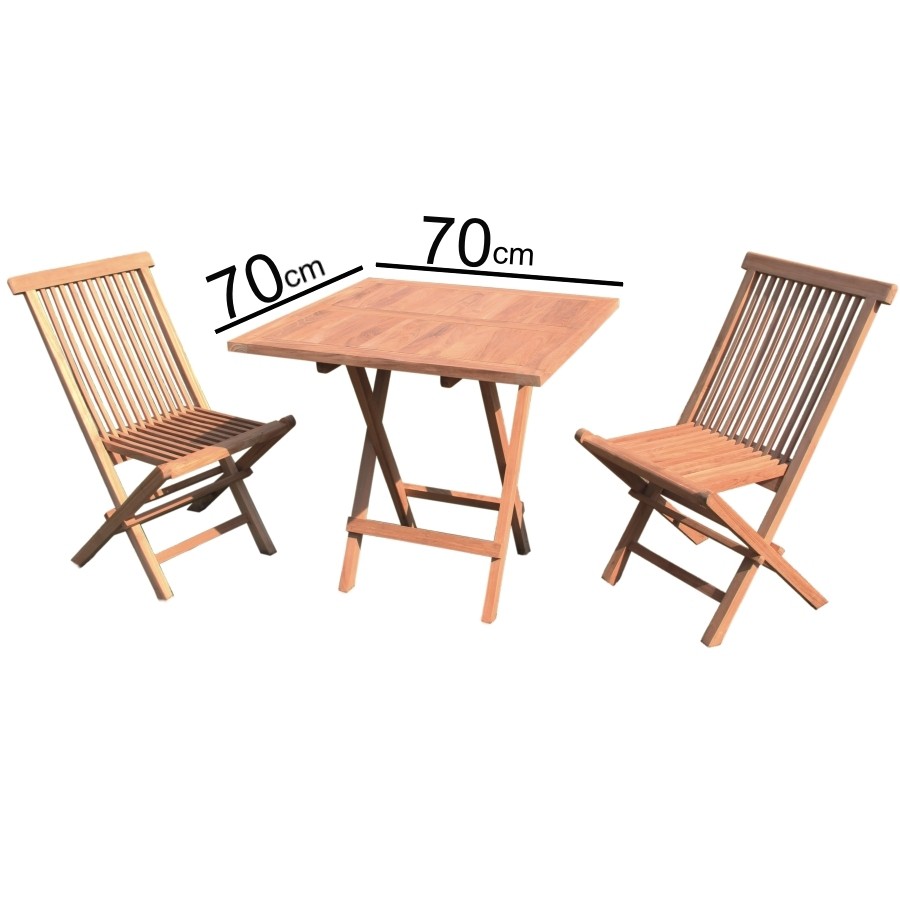 Sitzgruppe 3tlg. Teak Klapptisch 70x70cm 2x Klappstühle Holz ... Sitzgruppe 3tlg. Teak Klapptisch 70x70cm 2x Klappstühle Holz ...