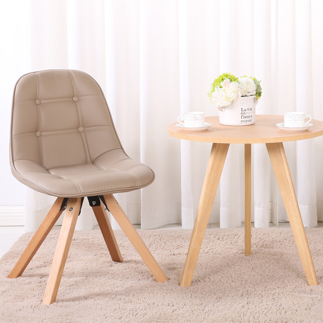 B-WARE 2er Set Esszimmerstuhl Cappuccino Beige Küchenstuhl Kunstleder