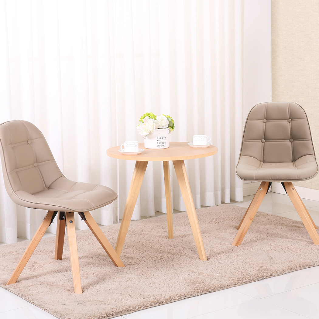 B-WARE 2er Set Esszimmerstuhl Cappuccino Beige Küchenstuhl Kunstleder