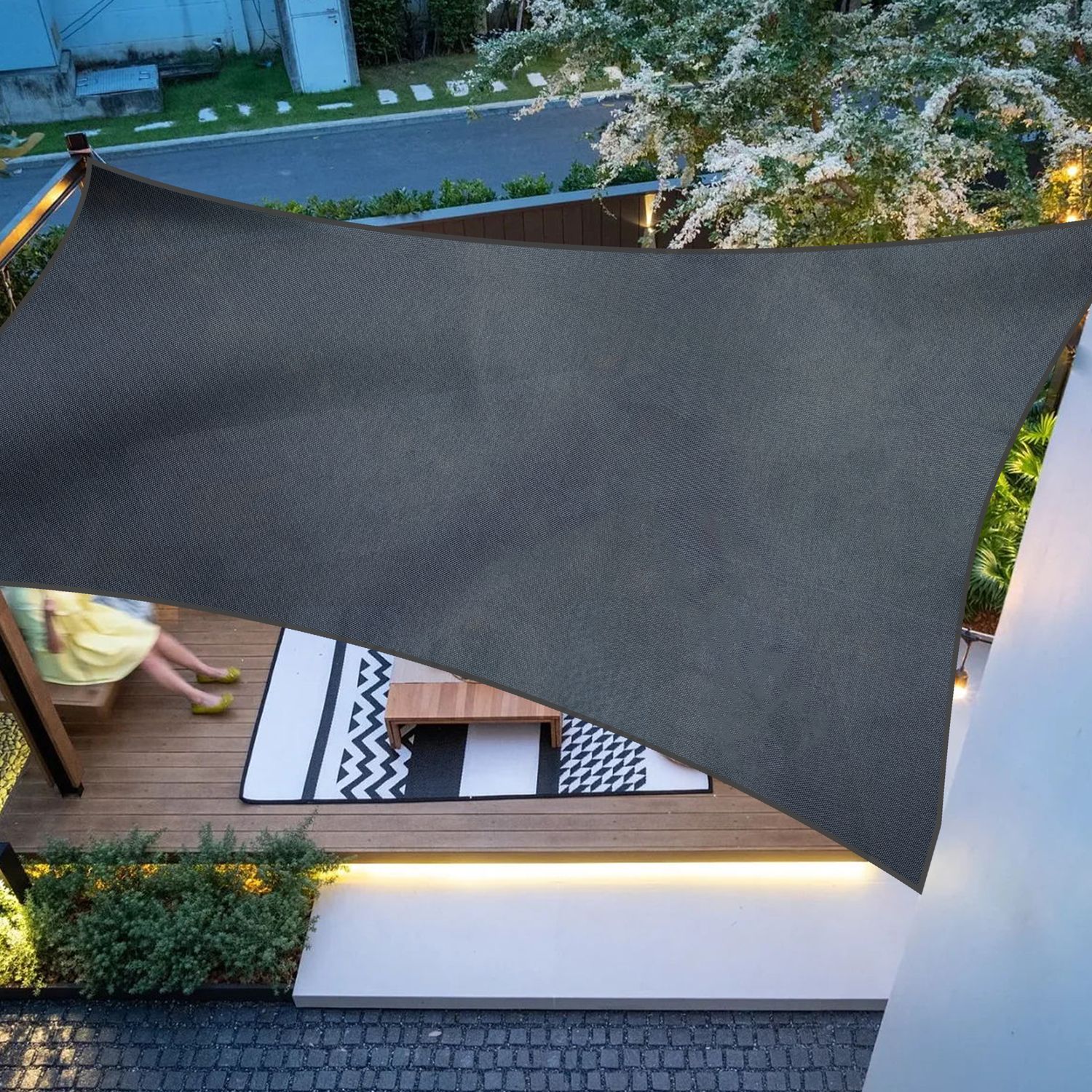 Duhome Sonnensegel Wasserdicht, Sonnenschutz inkl Befestigungsseile  Wetterbestndig UV-Schutz fr Terrasse Balkon Garten Im Freien