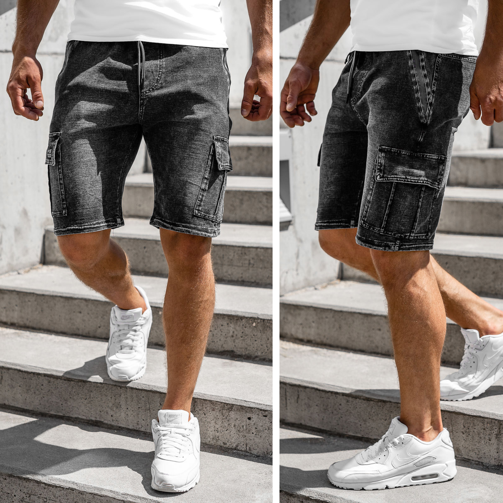 Jeans Kurzhose Bermudas Jeanshose Denim Shorts Motiv Kurze Herren BOLF