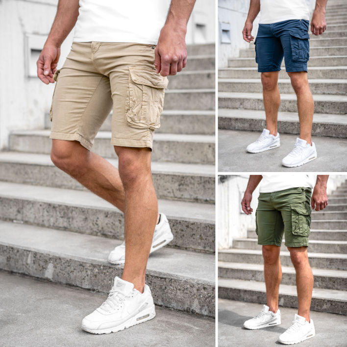 【BAON】Hakan Vintage Cargo Bermuda Pants Cargohose Hose Shorts Bermudas Kurzhose Basic Casual Kurze