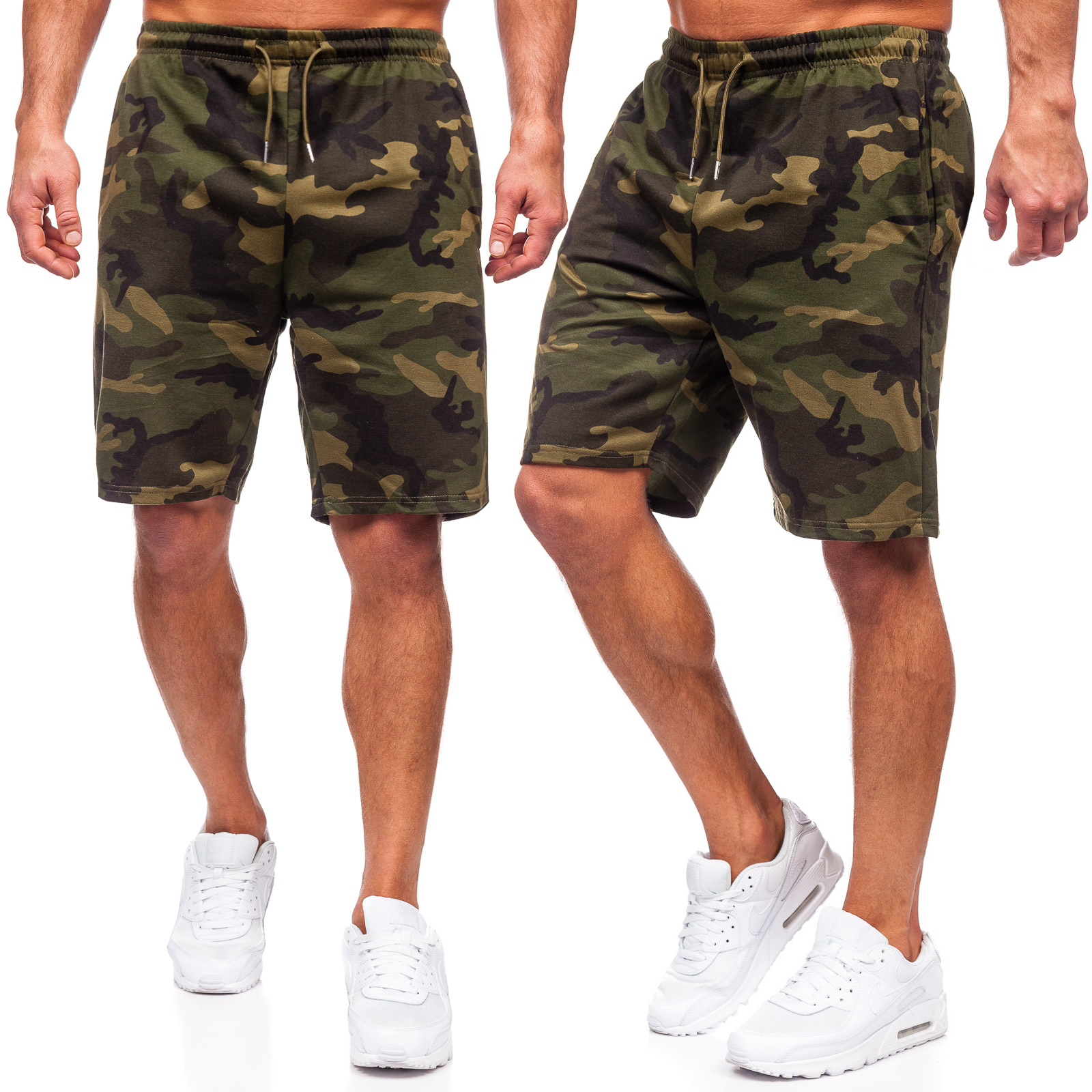 BOLF Herren Kurze Hose Sporthose Sweatshorts Military Shorts Bermudas Trainingshose Fußballhose Fitnesshose Army Cargo Sweathose Freizeithose Street Style JX873 Grün M [7G7