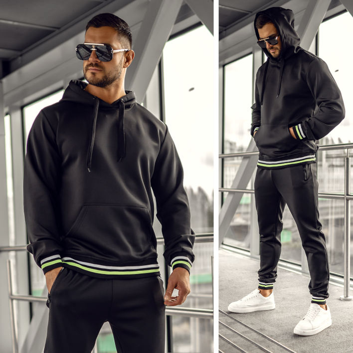 JMIERR Trainingsanzug Herren 2-teilig - Jogging Set Mit Kapuze & Taschen In Farbblock Design