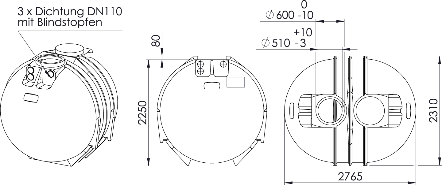 REWATEC BlueLine II 7.600 L Zeichnung