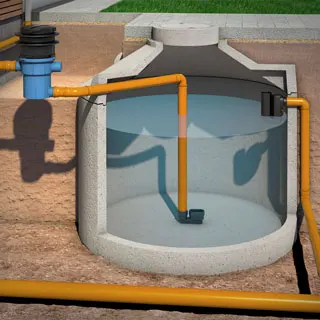 Regenwasserfilter Retention und Versickerung mit Tele Regenwasserfilter Retention und Versickerung mit Tele Abgang seitlich