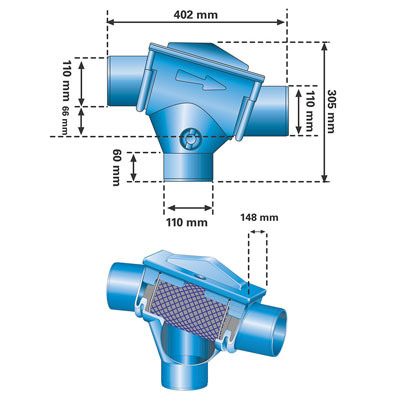 Regenwasserfilter Patronenfilter PF Abmessungen