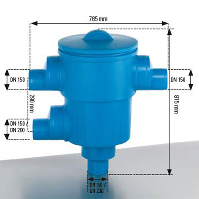 Regenwasserfilter Retentions- und Versickerungsfilter XL DN 150 Abmessungen