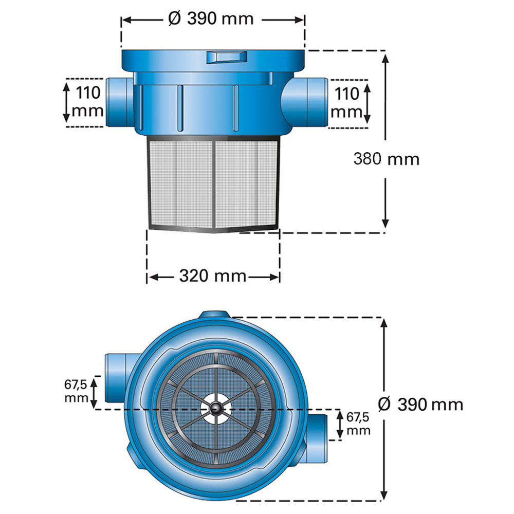 Regenwasserfilter Gartenkorbfilter Abmessungen