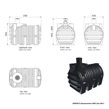 G0003612 Abwassertank 3000 Liter AW 3 Zeichnung