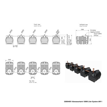 G0004951 Abwassertank 15000 Liter System AW 1 Zeichnung