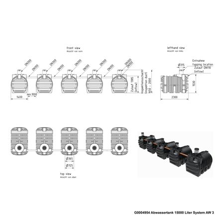 G0004954 Abwassertank 15000 Liter System AW 3 Zeichnung