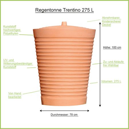 Regentonne Trentino terracotta 275 Liter Erklärbild