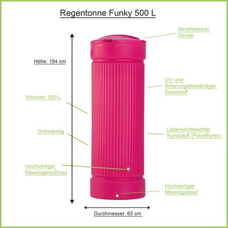Regensäule Funky magenta 500 Liter Erklärbild
