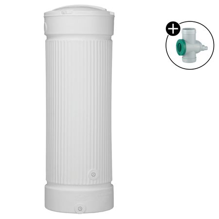 Regensäule White Water weiss 500 Liter mit Regensammler Inox grau