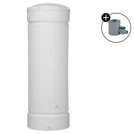 Regensäule White Water weiss 500 Liter mit Regensammler mit Hahn grau