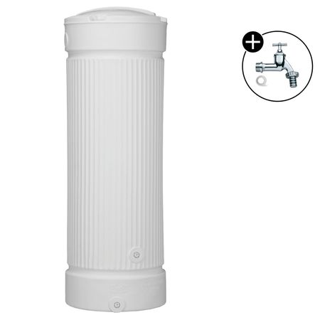 Regensäule White Water weiss 500 Liter mit Wasserhahn chrom